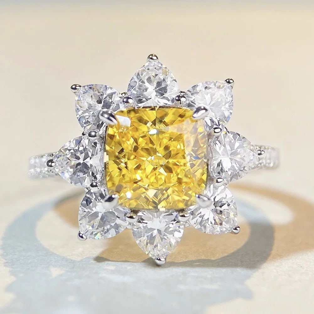 Elegant Yellow Cubic Zirconia Ring - Luxury Fashion Jewelry