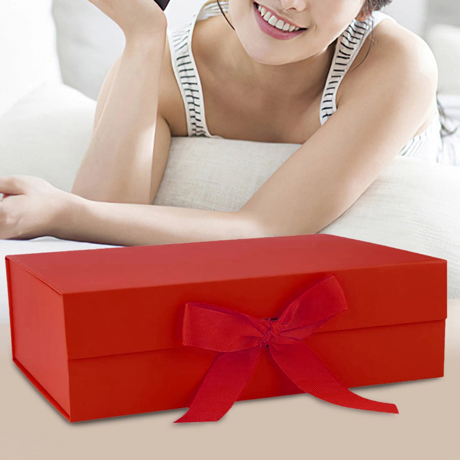 Elegant Large Gift Box with Ribbon Closure - Reusable