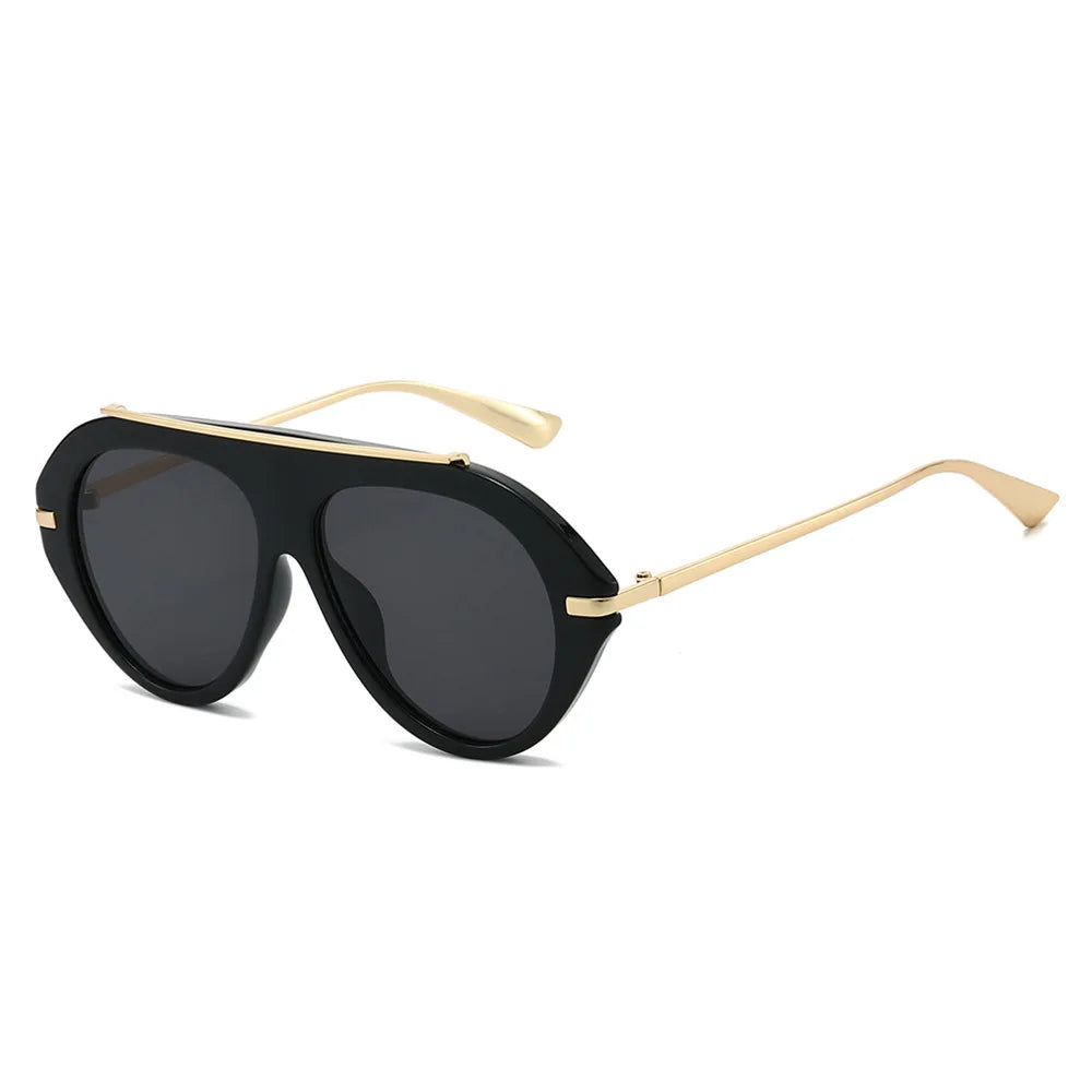 Retro Oversized Pilot Sunglasses - Vintage Gold Frame Shades