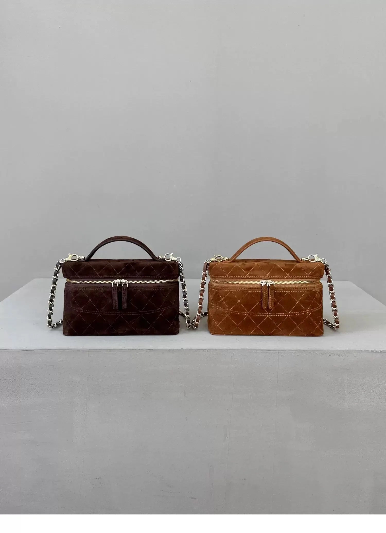 Elegant Frosted Suede Diamond Grid Chain Bag