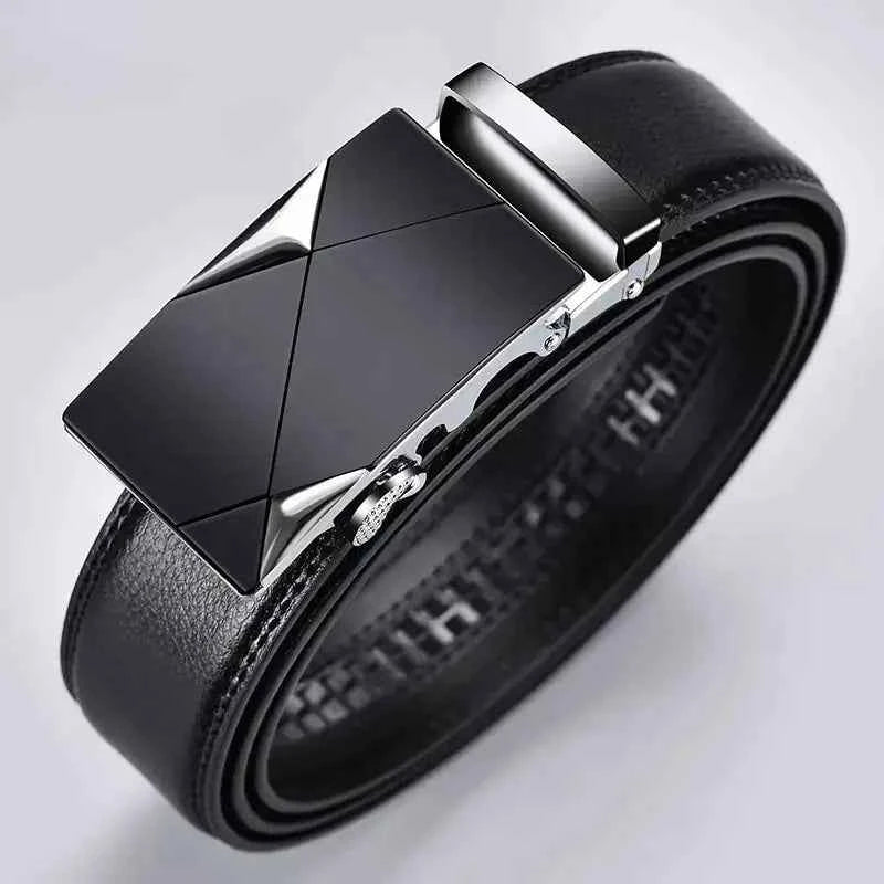 Luxury Men's Leather Belt - Premium Metal Buckle