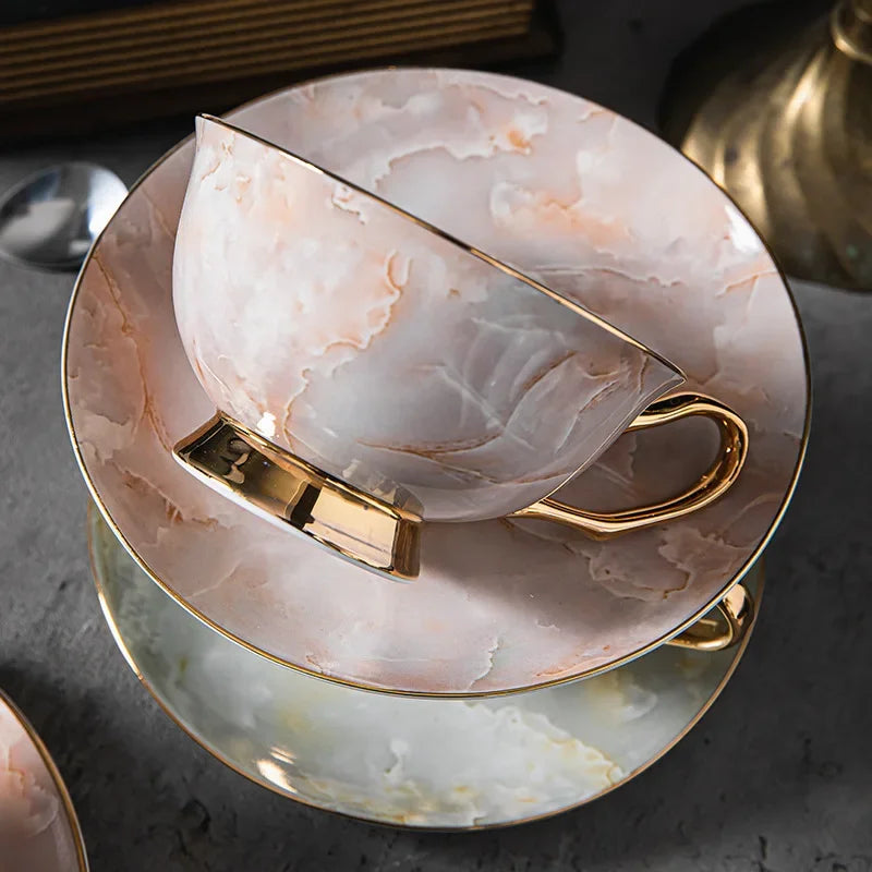 Elegant Bone China Coffee Set - Light Luxury European Style