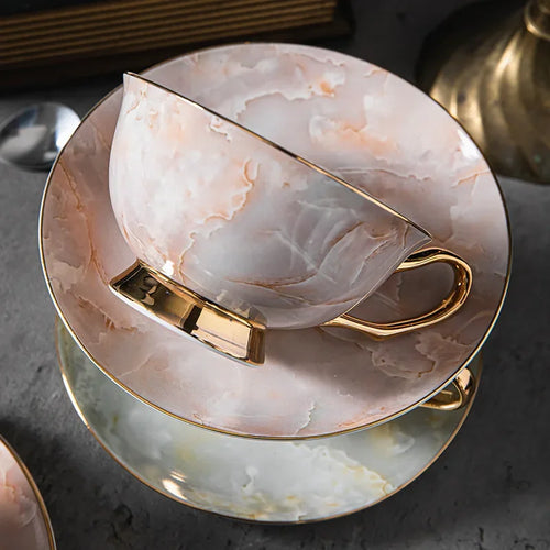 Elegant Bone China Coffee Set - Light Luxury European Style