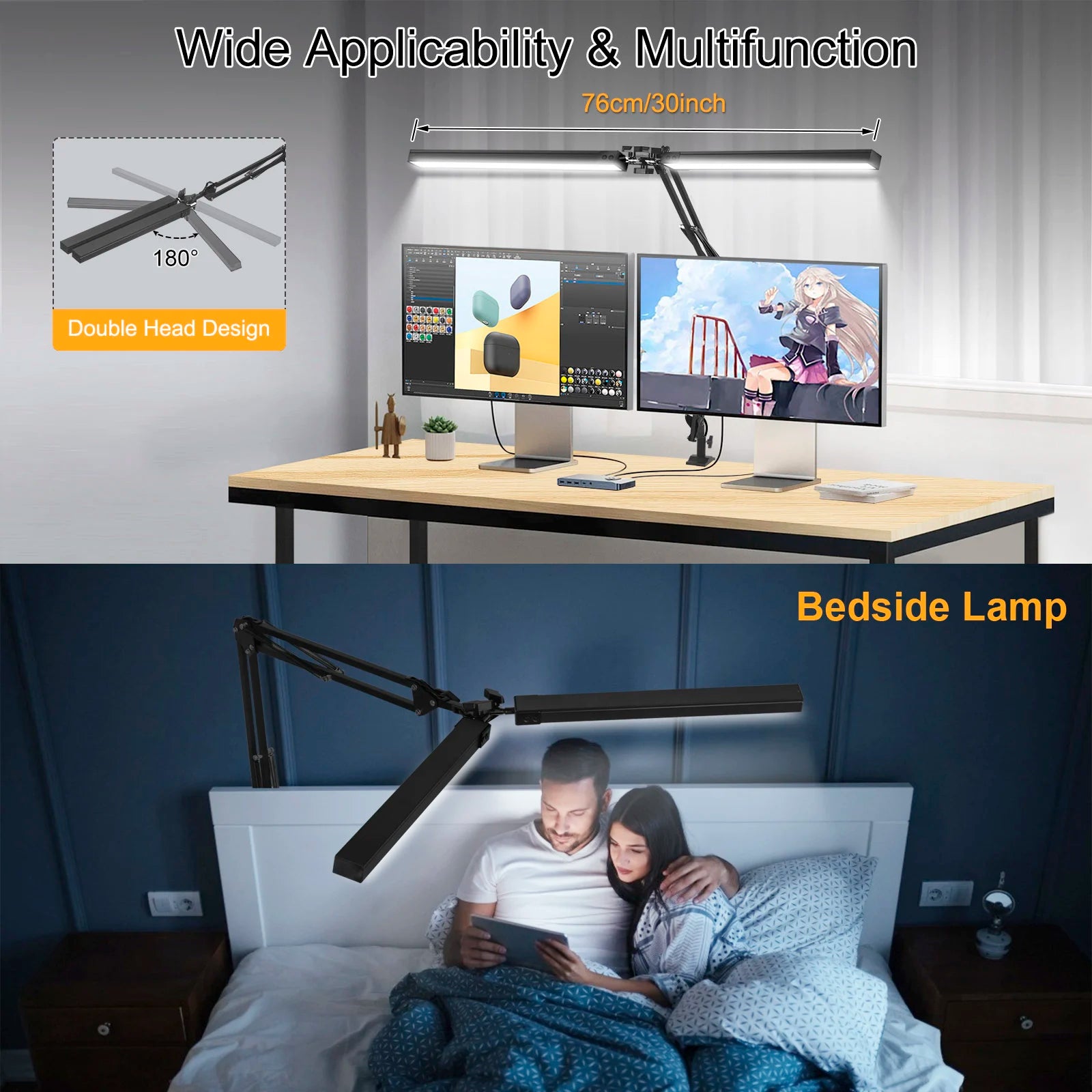 Premium LED Desk Lamp with Clamp - Auto Dimming & Bright