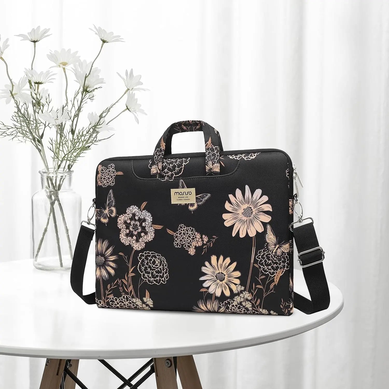 Premium Laptop Shoulder Bag - Water-Resistant Canvas Briefcase