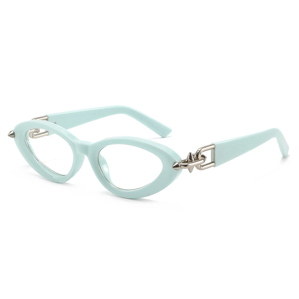 Y2K Cat Eye Blue Light Glasses - Gold Chain Decor