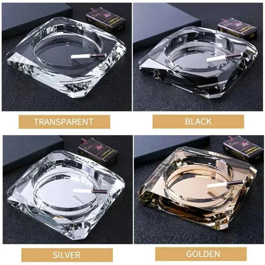 Household KTV Bar Glass Crystal Ashtray Cenicero Smoking Ash Tray Beautiful Ashtray Father Boy Friend Birthday Gift Accessories