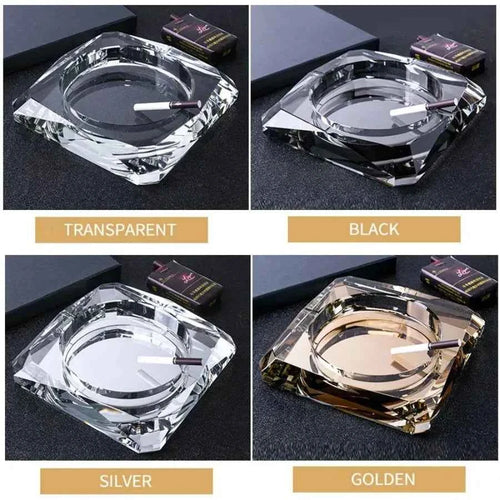 Household KTV Bar Glass Crystal Ashtray Cenicero Smoking Ash Tray Beautiful Ashtray Father Boy Friend Birthday Gift Accessories