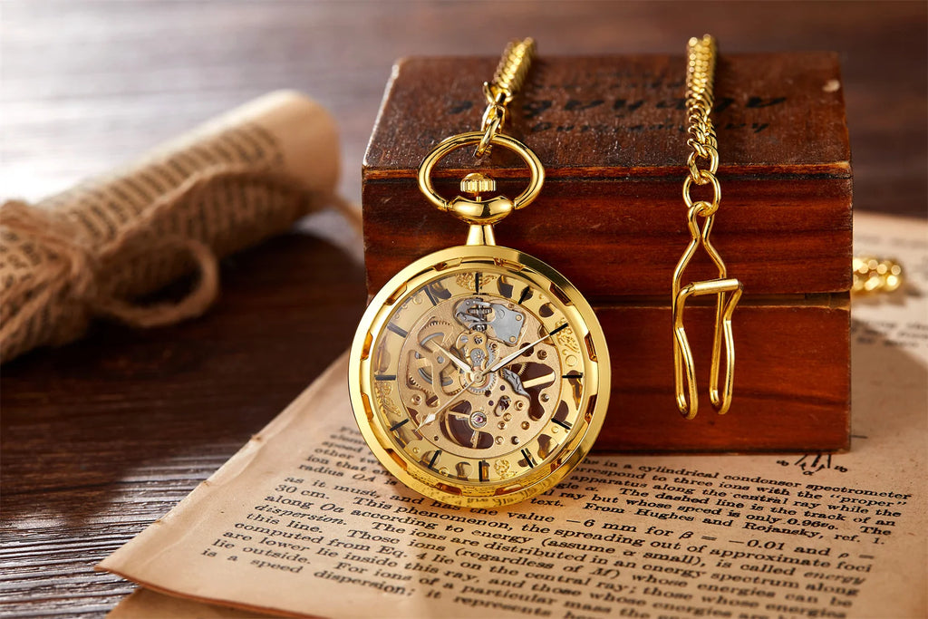 Luxury Mechanical Pocket Watch - Hollowed Gold Design