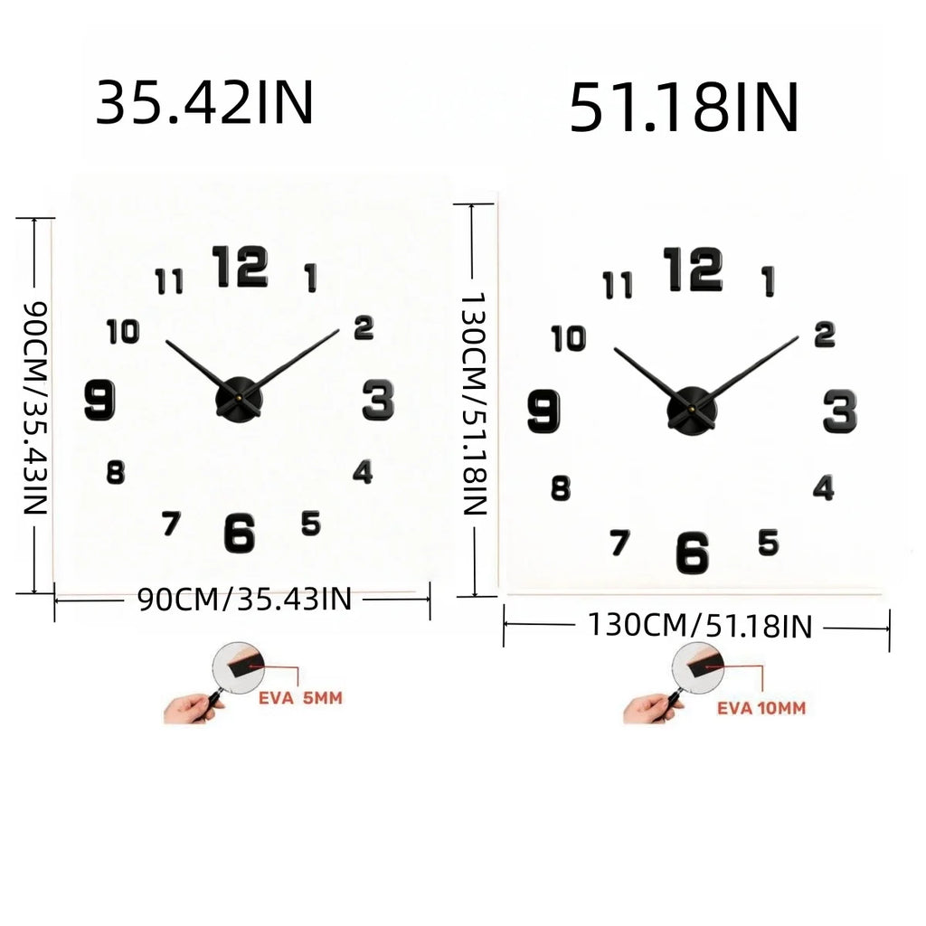 Elegant Modern Large Wall Clock - 3D DIY Quartz Design