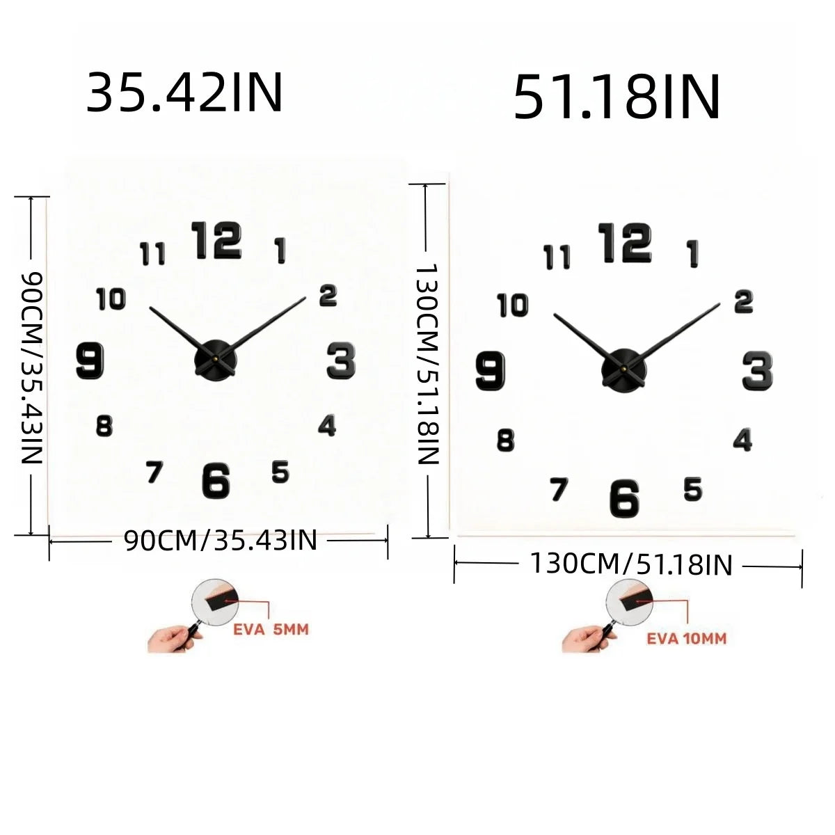 Elegant Modern Large Wall Clock - 3D DIY Quartz Design