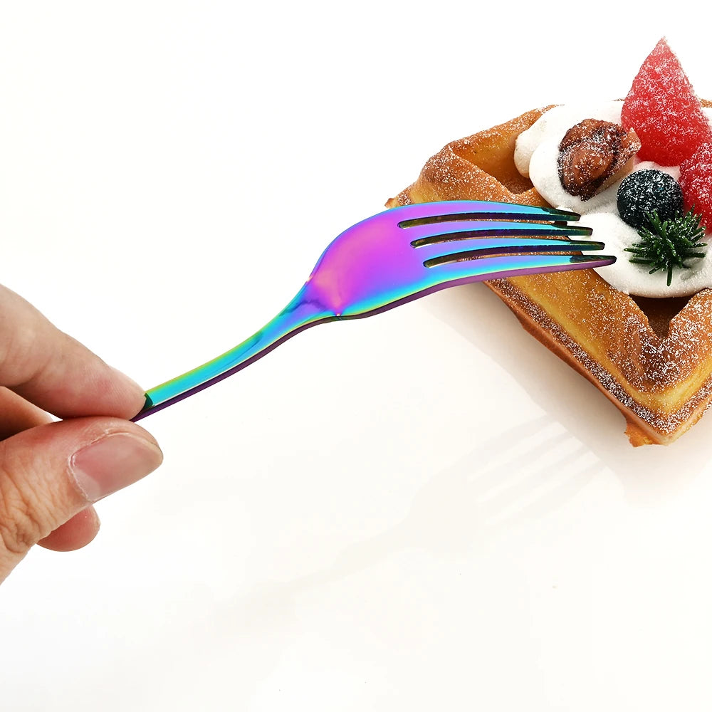 Elegant Rainbow Stainless Steel Flatware Set - Vintage Style