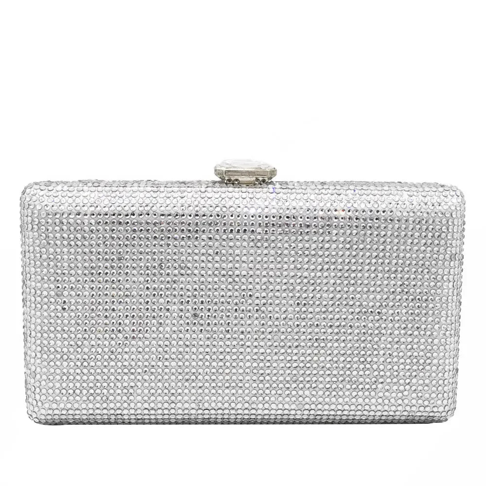 Elegant Crystal Evening Clutch - Luxury Rhinestone Box Handbag