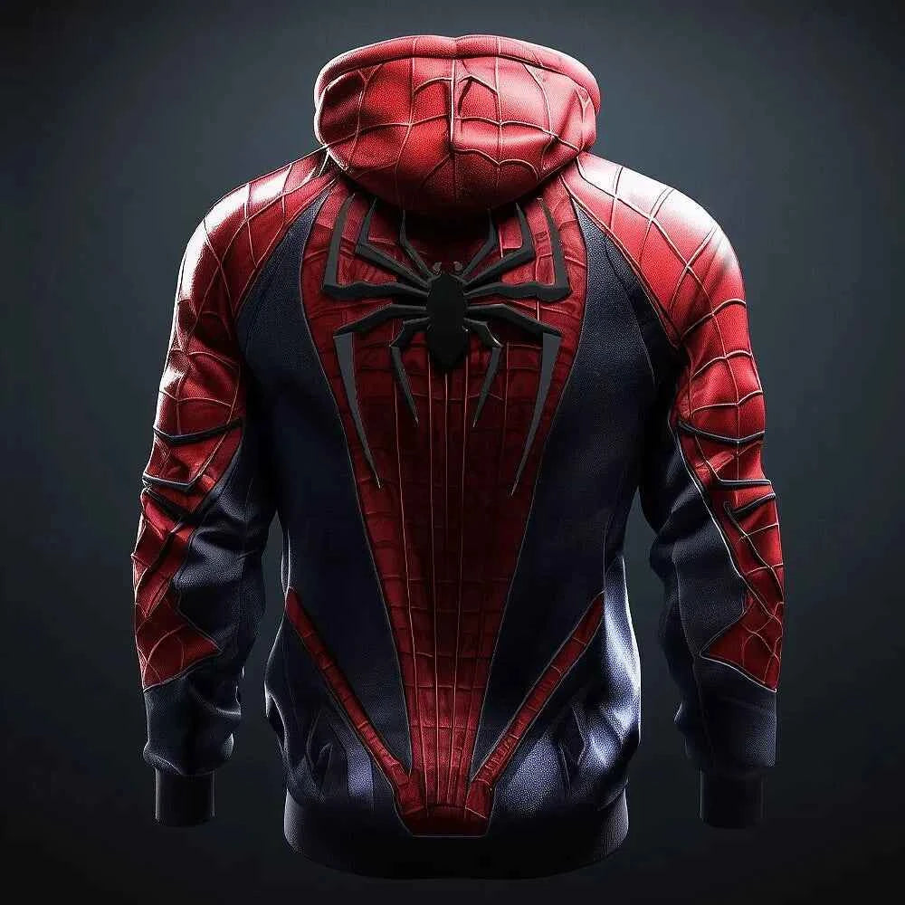 Premium Men's 3D Spider Printed Hoodie - Casual Y2K Pullover