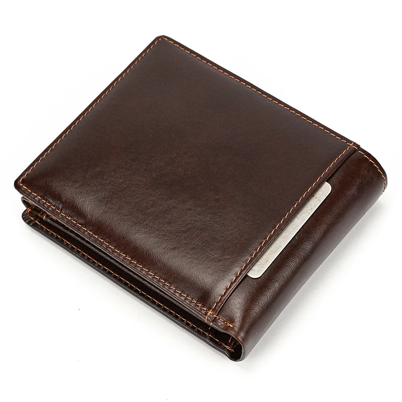 Premium Cow Leather Short Wallet - Unisex Hasp Clutch