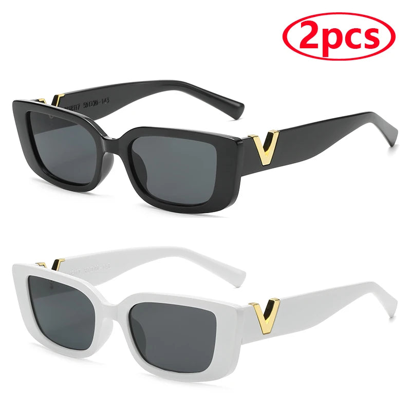 Luxury Vintage Rectangle Sunglasses - Classic Small Frame Eyewear