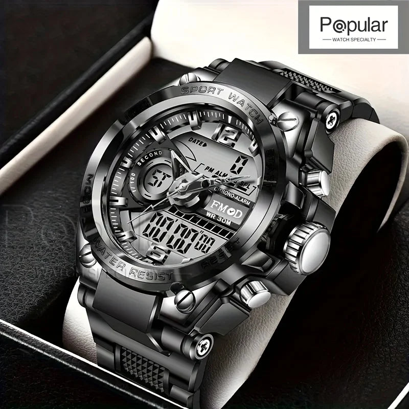 Digital Steel Military Wristwatch - LED Quartz Sports Clock