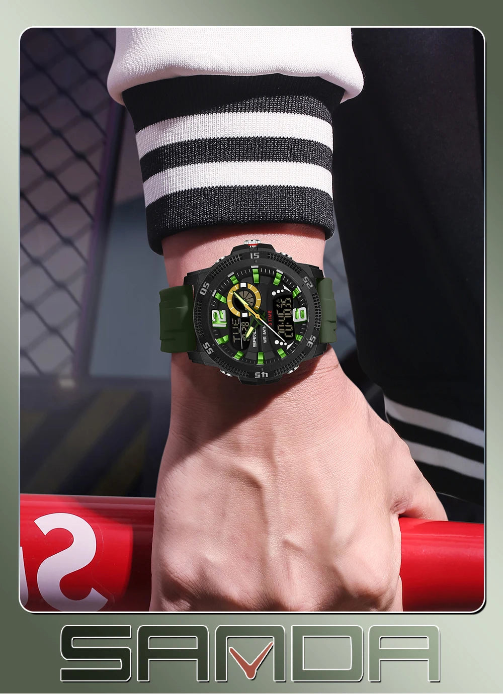 Premium Men's Sports Watch - Dual Time LED