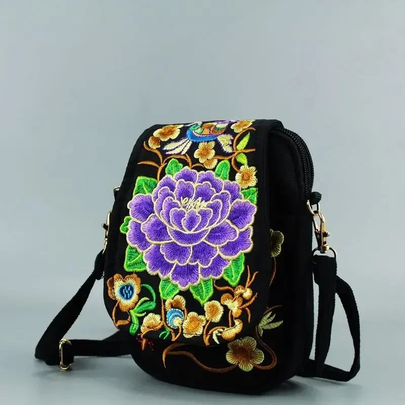 Elegant Embroidered Crossbody Bag - Vintage Floral Design