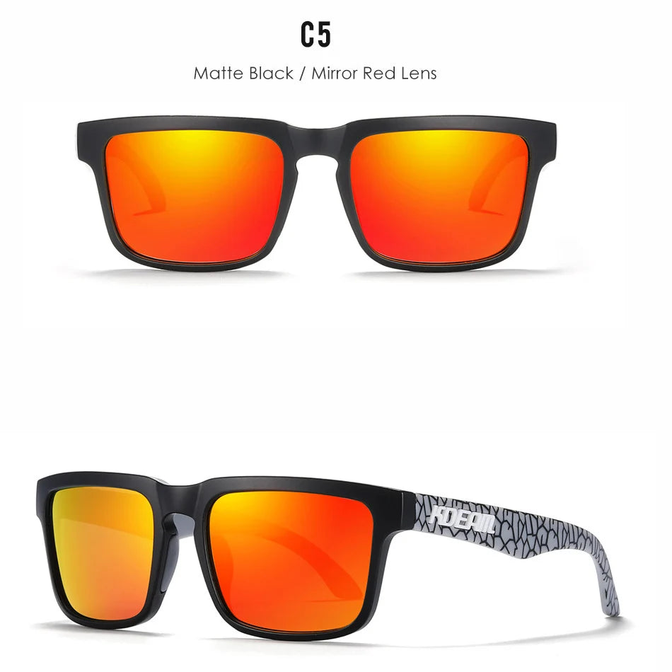 Premium Men Square Sunglasses - Polarized UV Protection & Mirrored Lens