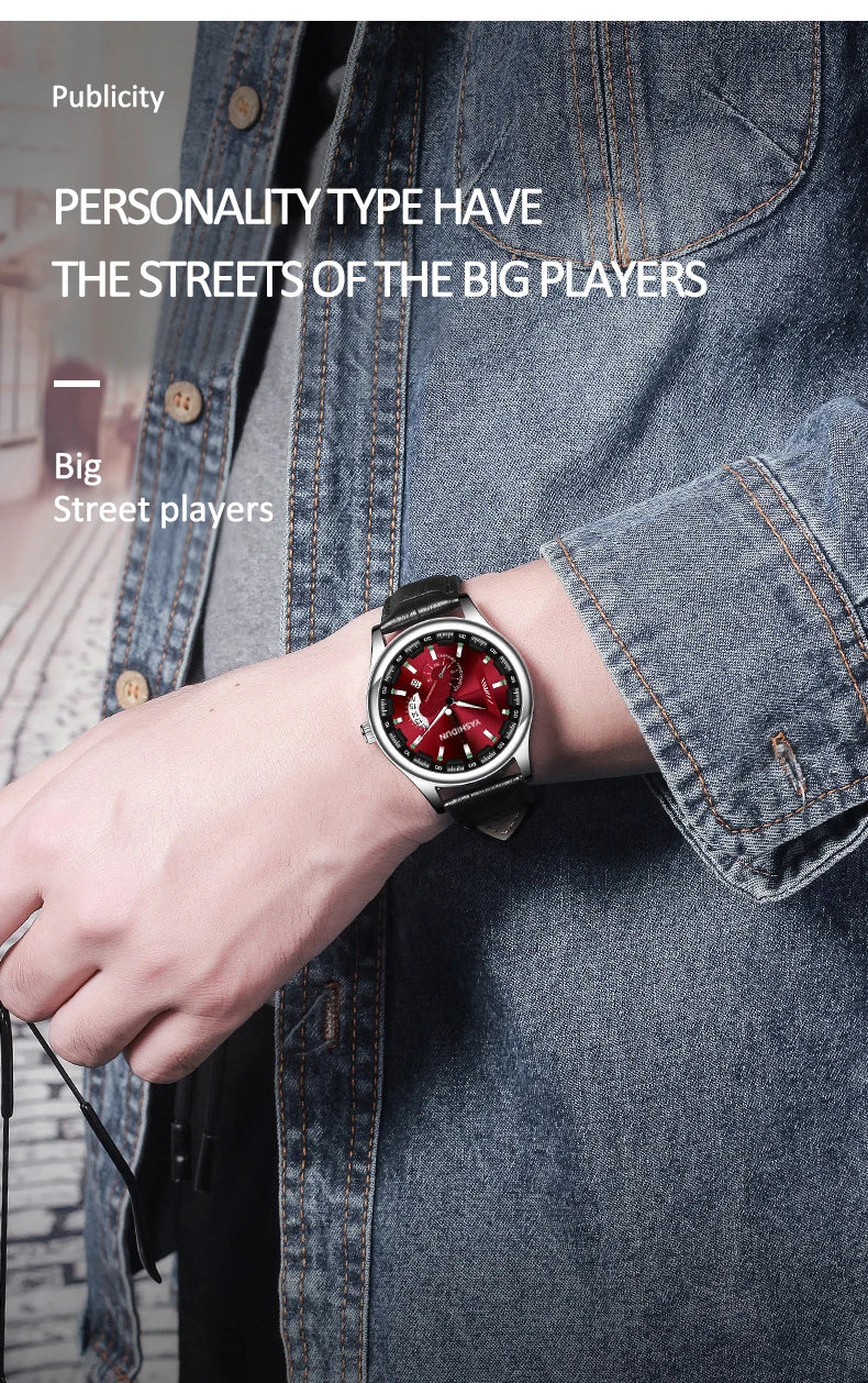 Premium Men's Luminous Quartz Watch - Waterproof Leather