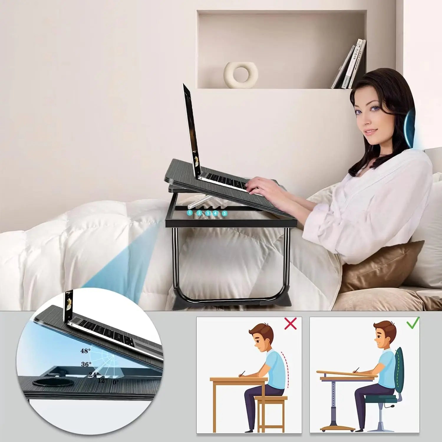 Premium Adjustable Lap Desk - Foldable & Ventilated