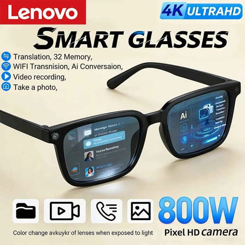 AI smart glasses - premium black frames with high-definition camera lens and sleek modern design