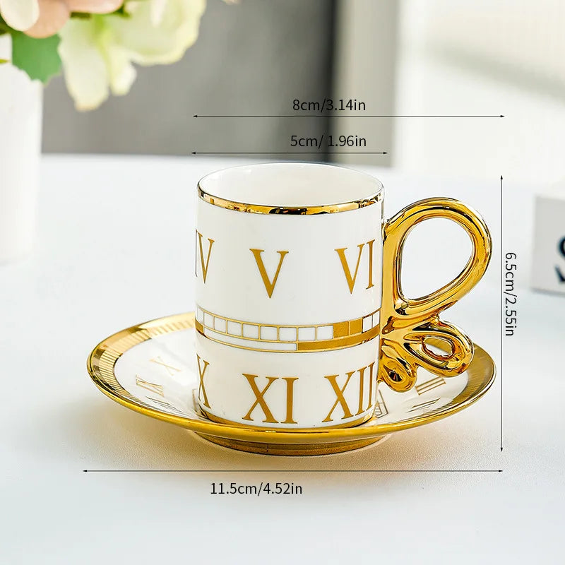 Elegant Luxury Ceramic Coffee Cup Set - Gold Edged Perfection