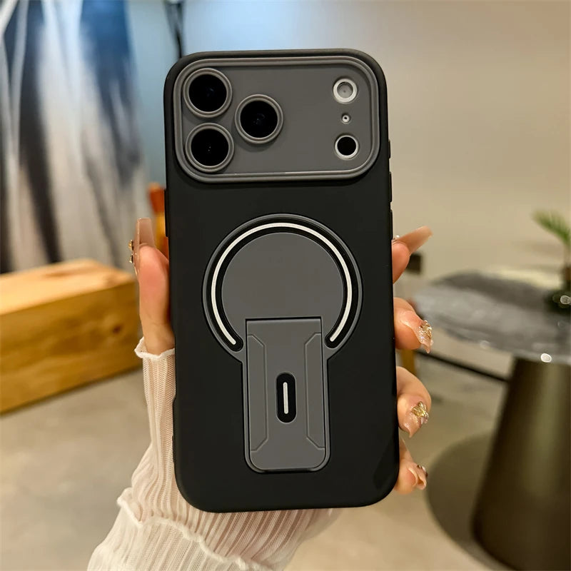 Luxury Magnetic Phone Case with Fold Stand & Camera Window