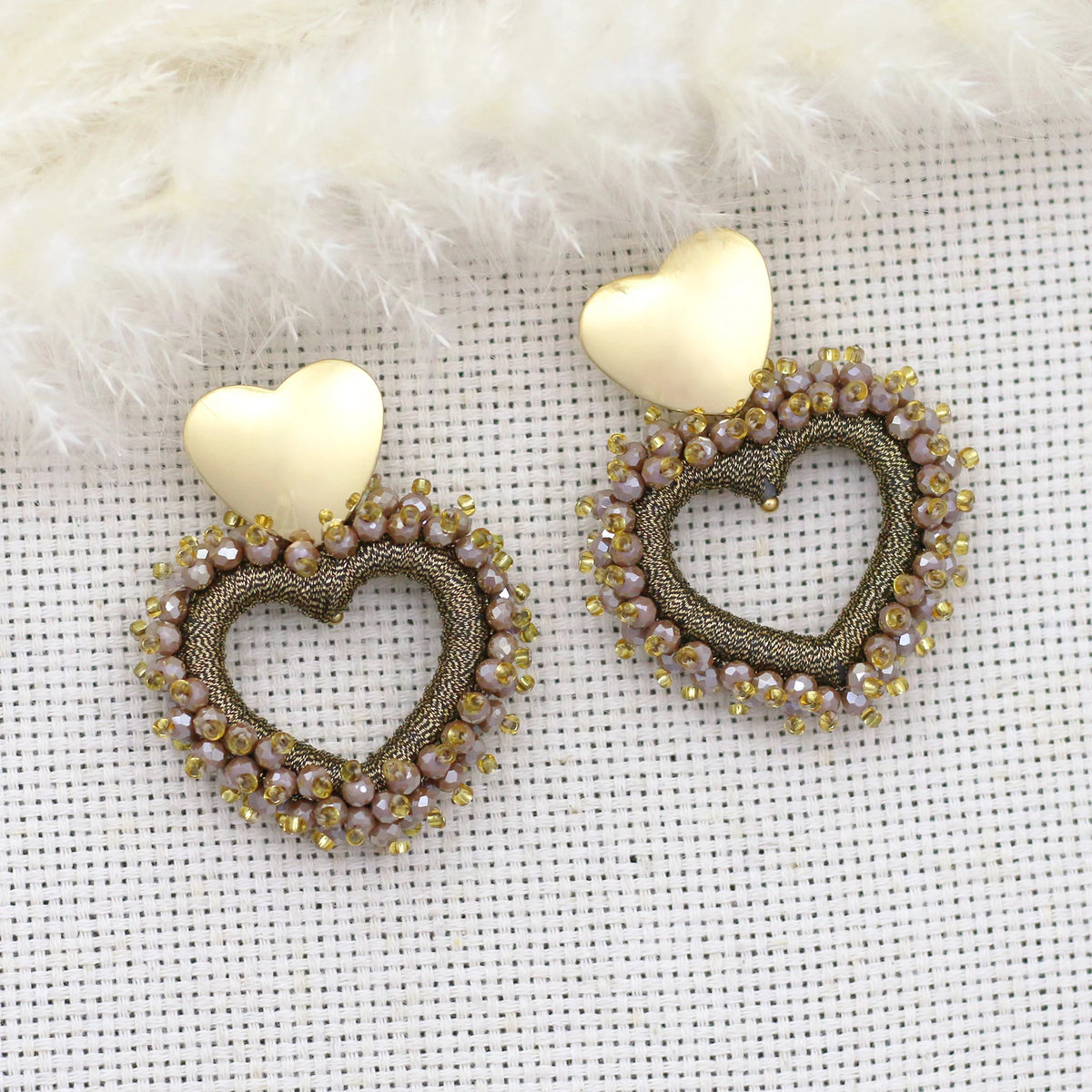 Elegant Heart Shape Drop Earrings - Handmade Crystal Jewelry