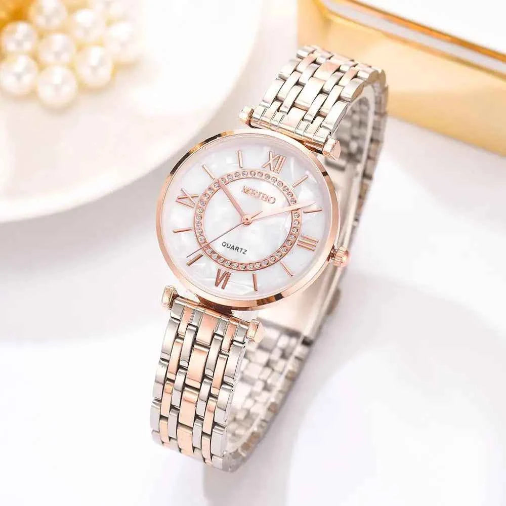 Elegant Diamond Bracelet Watch - Quartz Movement for Women