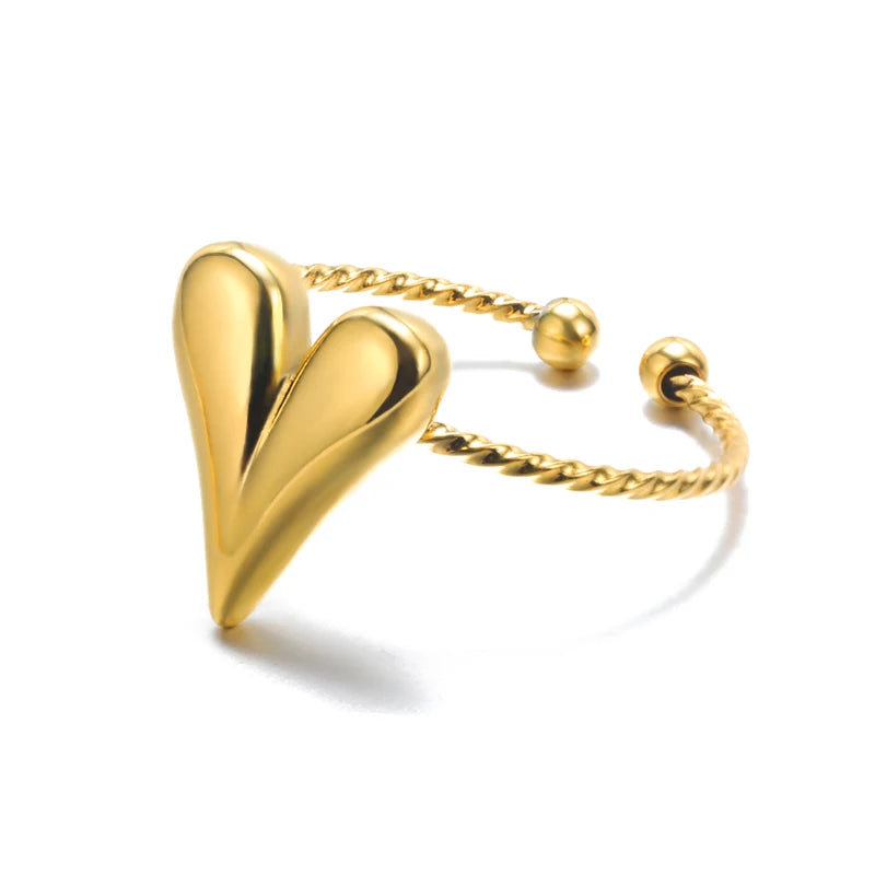 Luxury Classic Gold Stainless Steel Ring for Women
