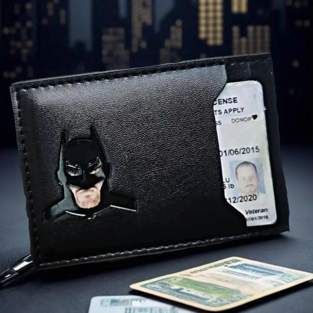 Premium Slim Leather Card Holder - Minimalist Bat ID Wallet
