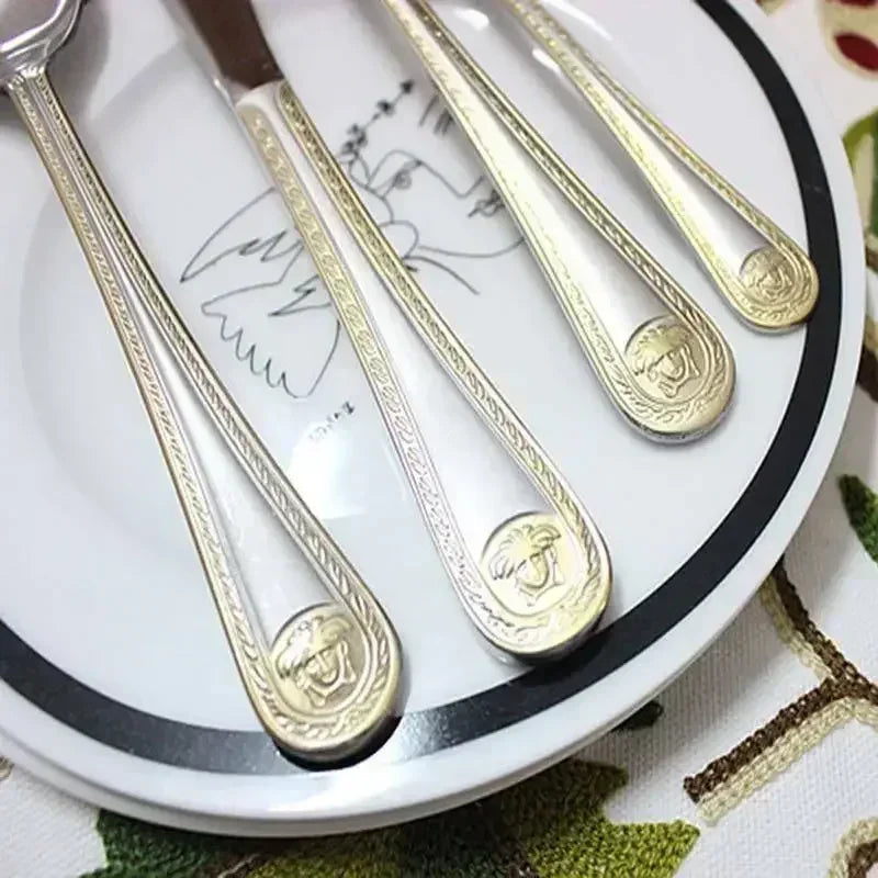 Elegant Gold Plated Cutlery Set - Vintage Western Design