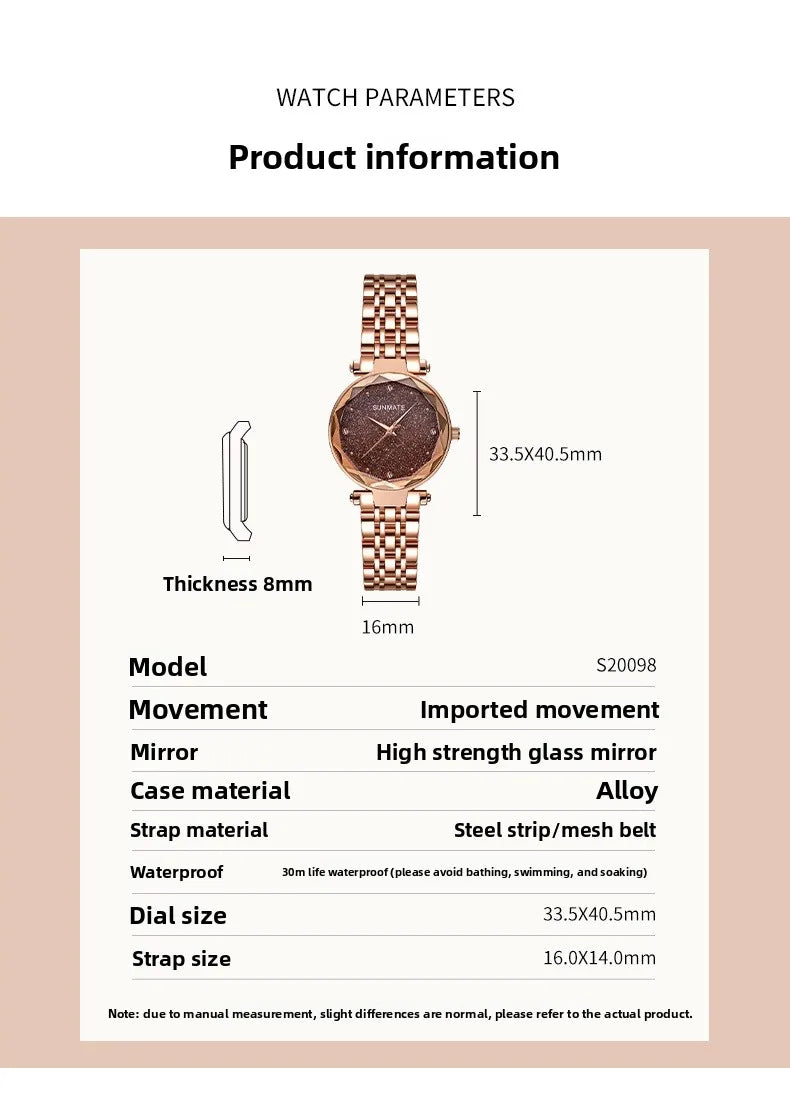 Elegant Ladies Dress Watch - All-Star Design, Waterproof Quartz