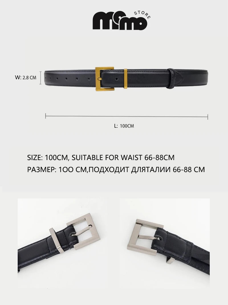 Luxury Cowhide Leather Belt - Adjustable Square Buckle