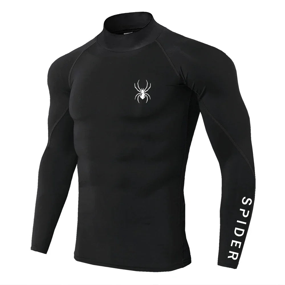 Premium Mens Compression Long Sleeve - Quick Dry Spider Print