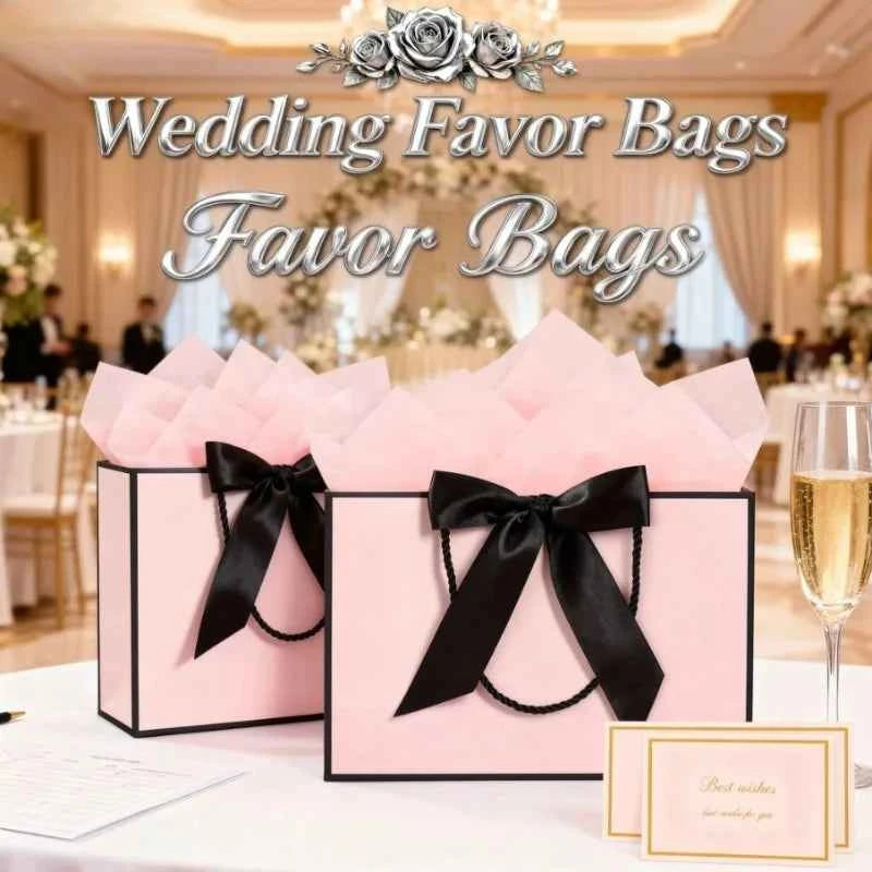 8 large and elegant gift bags, hand-held shopping bags (2 gift bags with bow ribbons, 2 greeting cards and 4 thin papers)