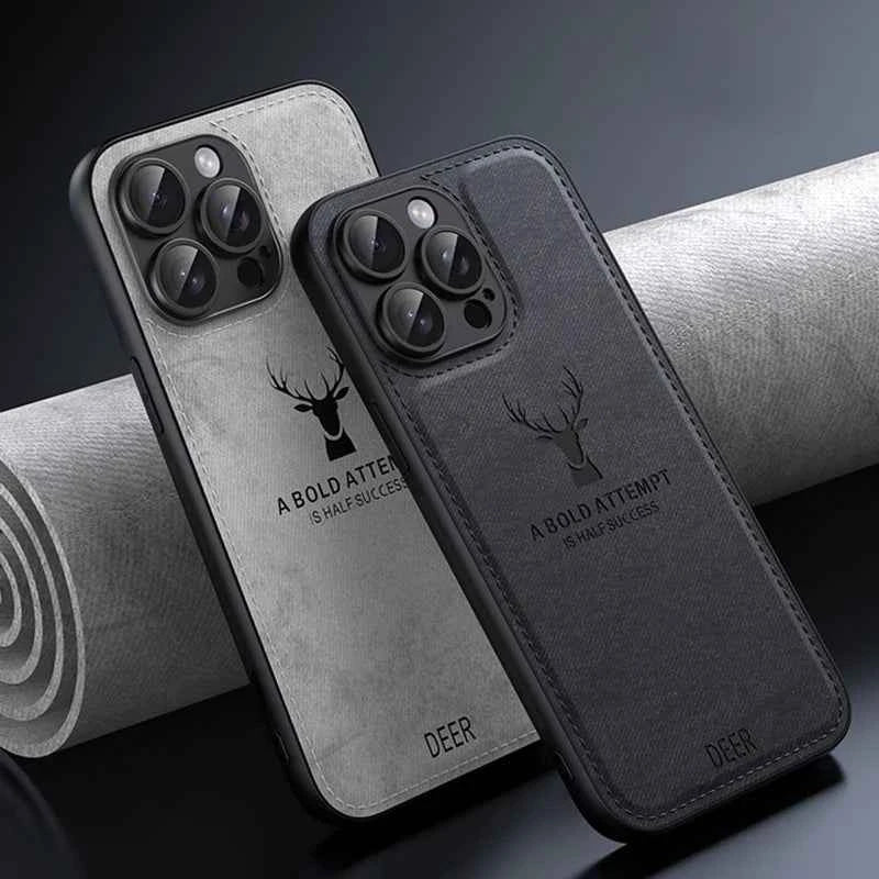 Luxury Leather Deer Head Phone Case - Shockproof Soft Back Cover