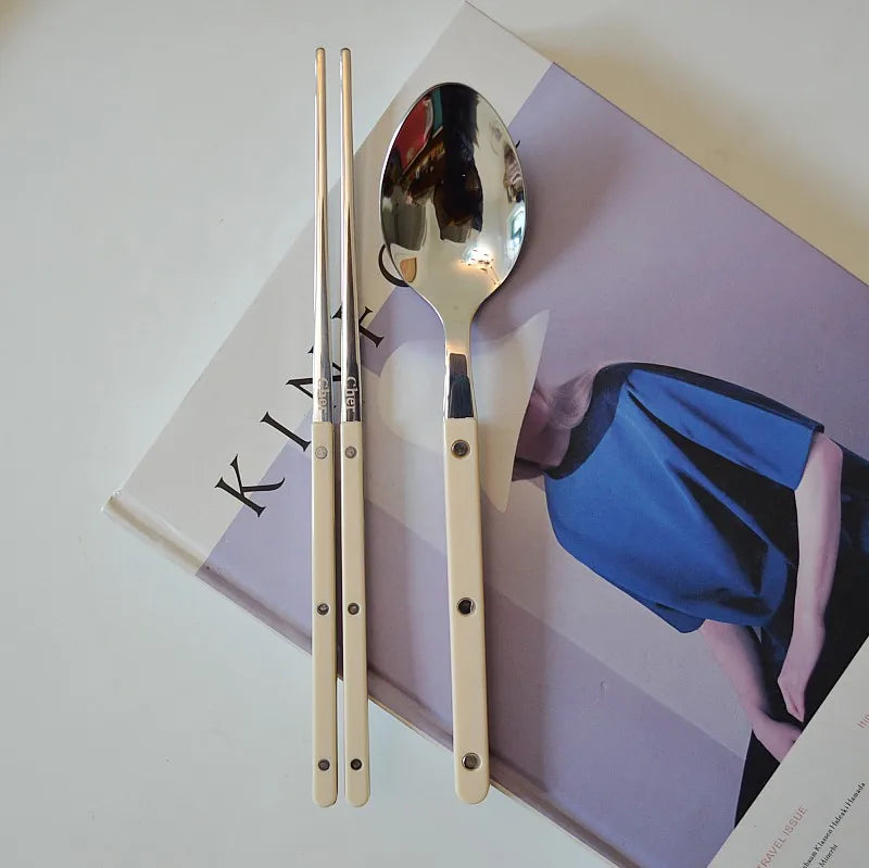 Elegant Korean Style Utensil Set - Premium 304 Stainless Steel