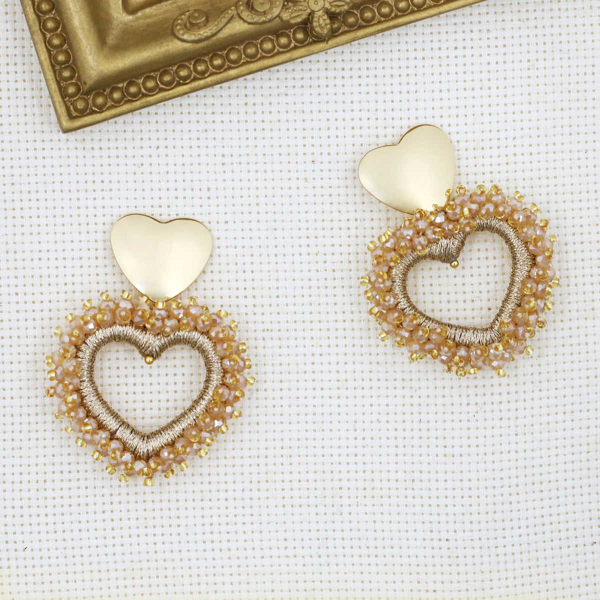 Elegant Heart Shape Drop Earrings - Handmade Crystal Jewelry