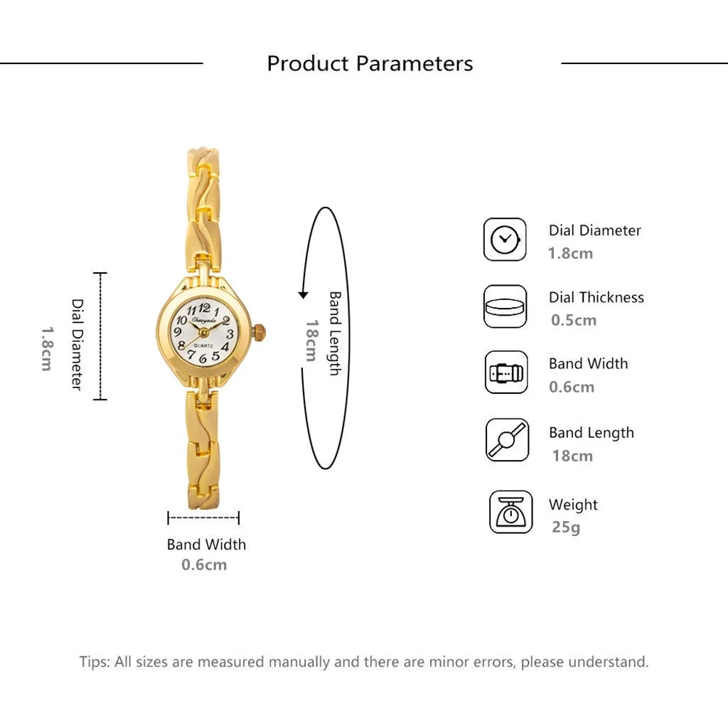 Elegant Gold Plated Ladies Watch - Slim Bracelet Design