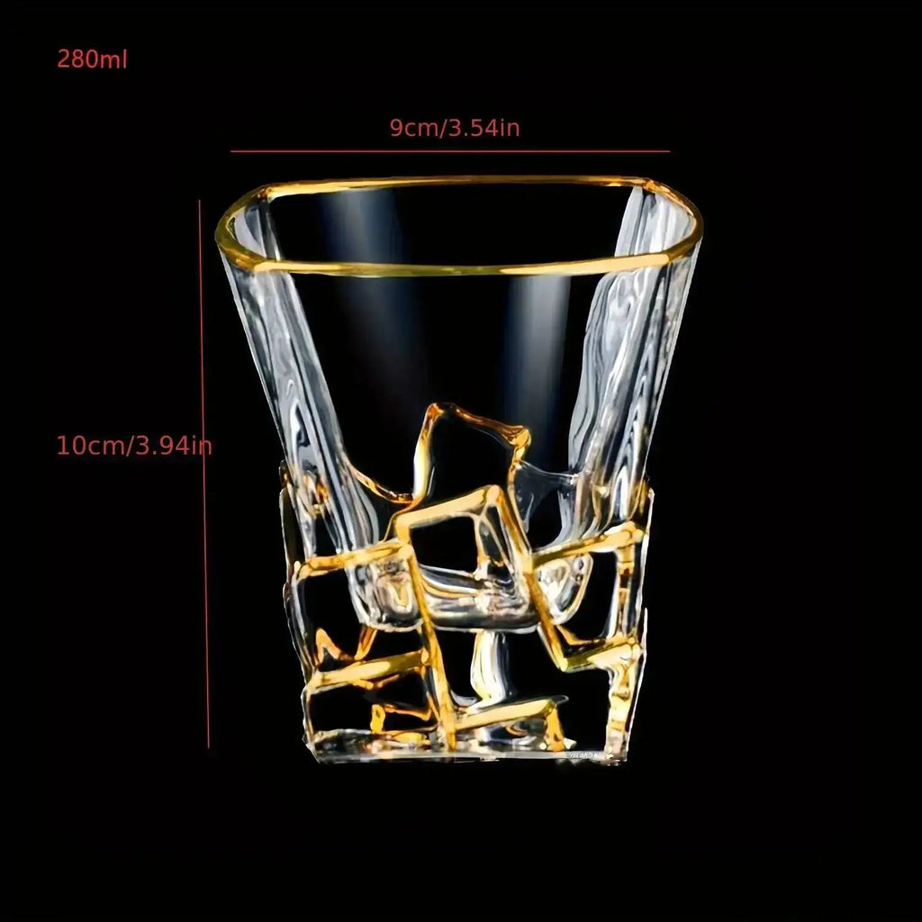 Elegant Luxury Whiskey Glass - Crystal & Golden Line Design