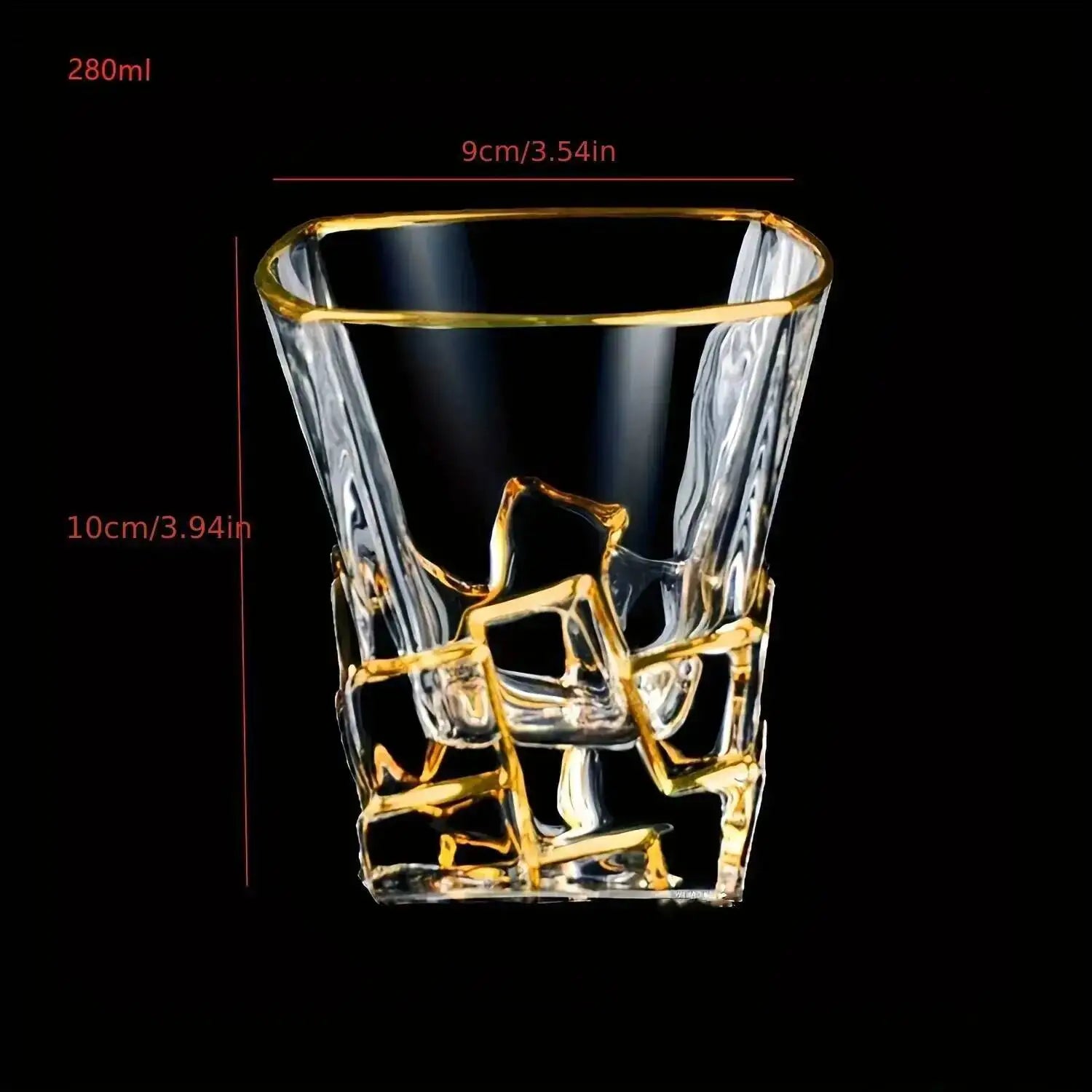 Elegant Luxury Whiskey Glass - Crystal & Golden Line Design