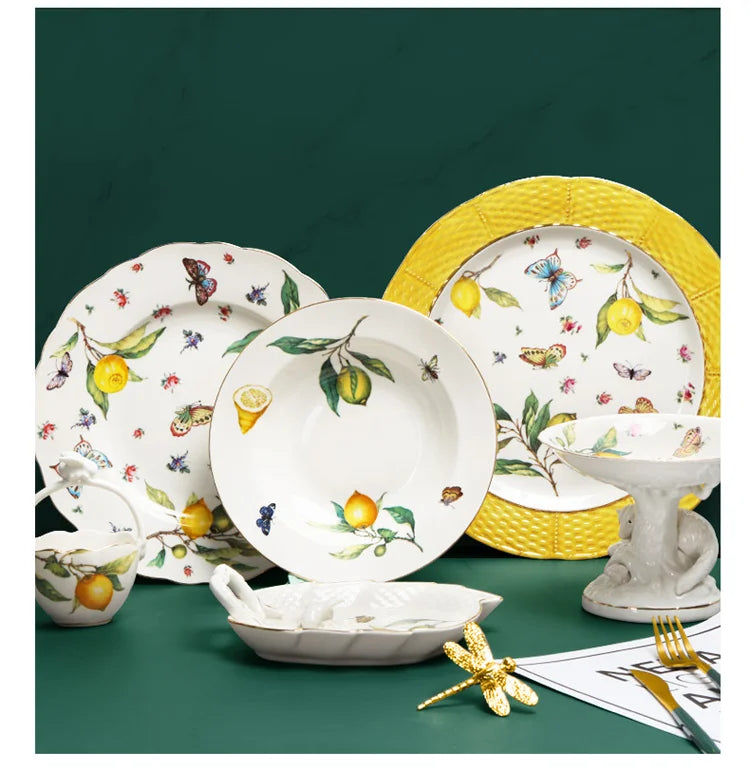 Elegant Ceramic Dinner Plate - European Style Round Dish