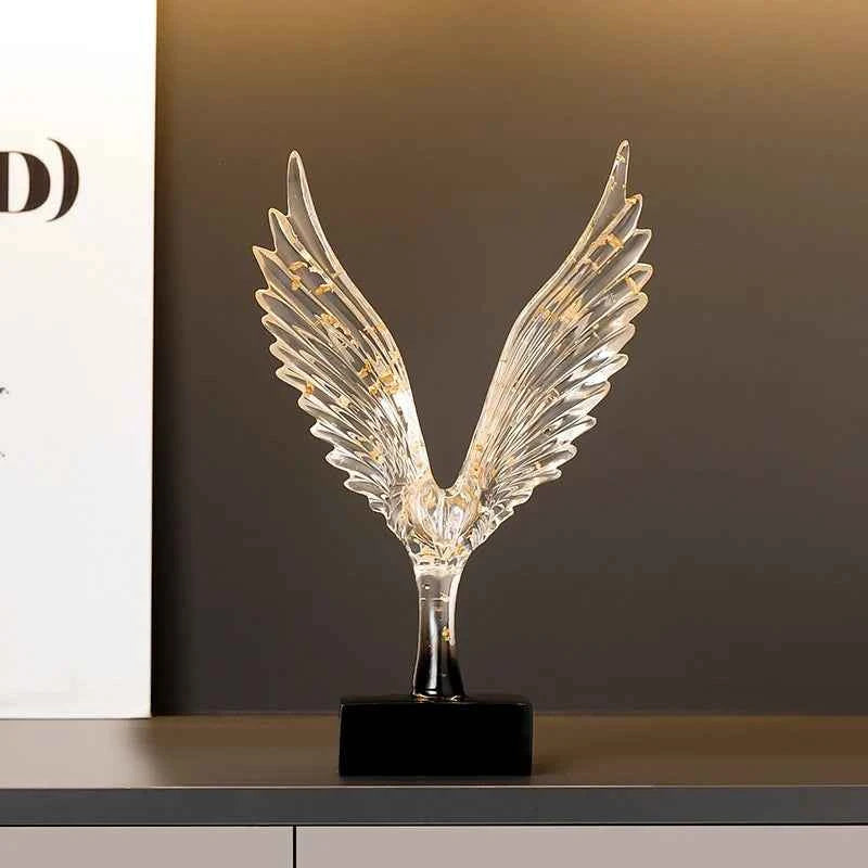 Abstract Gold Eagle Decoration - Elegant Resin Angel Wing Sculpture for Home Décor and Figurine Display - Tulique