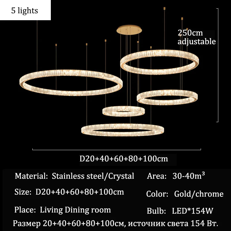 Elegant Crystal Ring Chandelier - Modern Dining Room Lighting