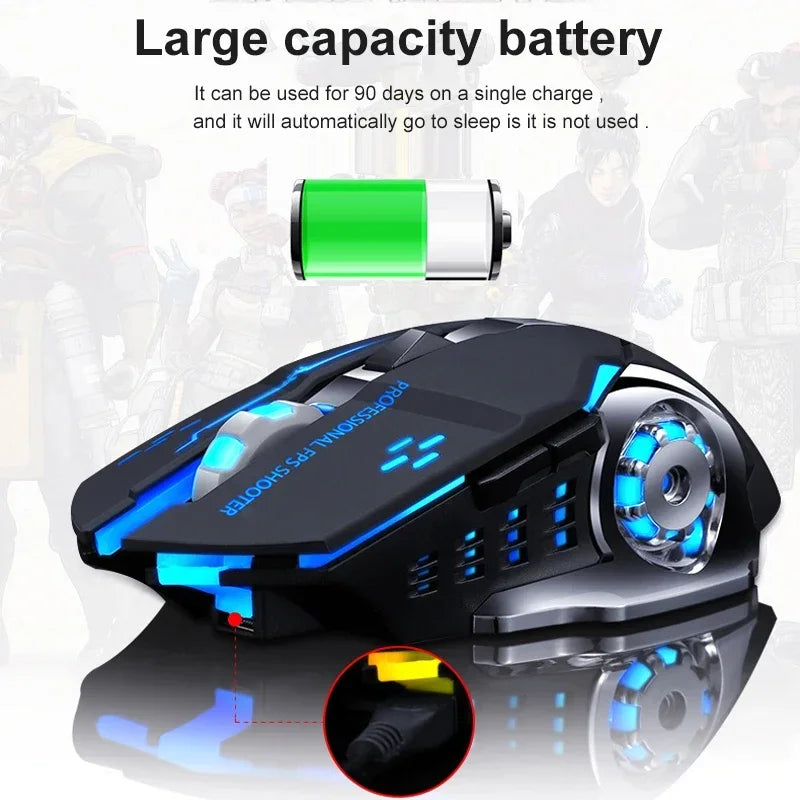 Premium Rechargeable Wireless Mouse - Bluetooth & 2.4GHz Silent RGB