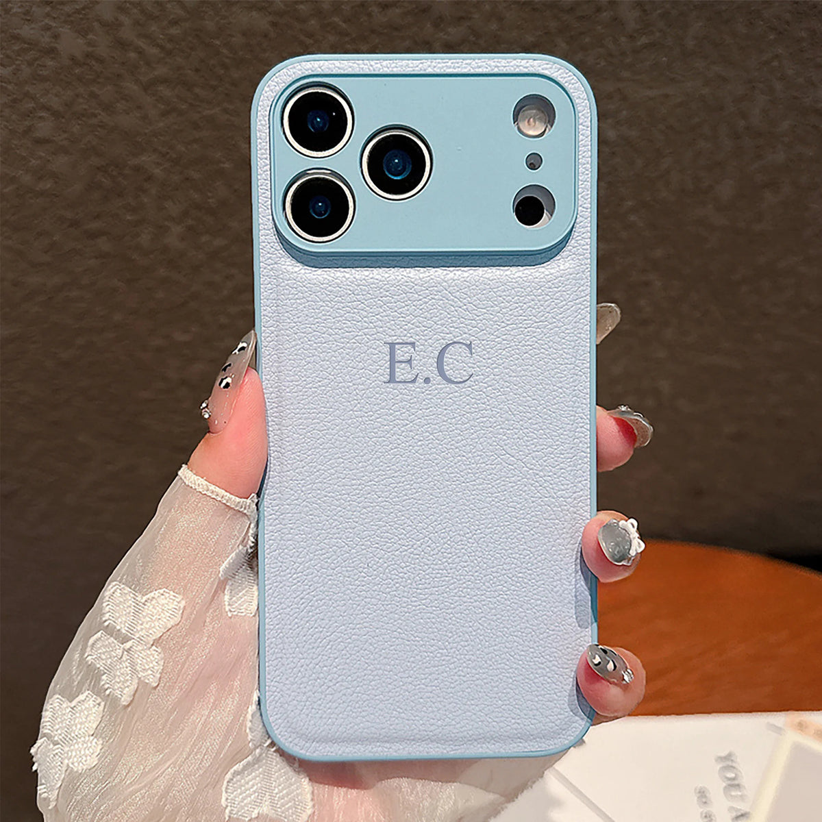 Luxury Personalized Faux Leather Phone Case - Custom Monogram Cover