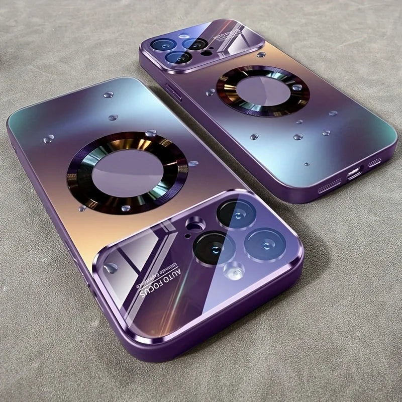 Luxury Glass Camera Magnetic Wireless Charge Case